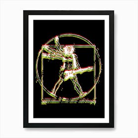 Vitruvian Rocker Guitar Art Design Poster