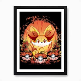 Fennekin Spooky Night - Pokemon Halloween Art Print