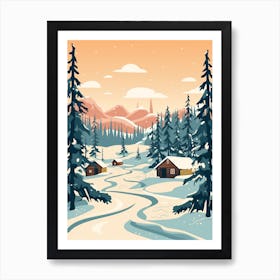 Vintage Winter Travel Illustration Lapland Finland 1 Art Print