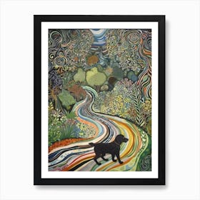 Painting Of A Dog In Garden Of Cosmic Speculation, United Kingdom In The Style Of Watercolour 04 Art Print