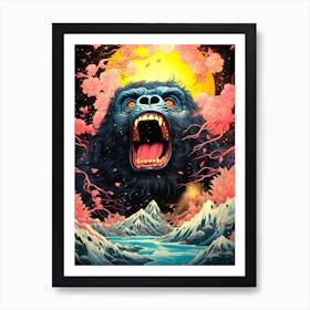 Gorilla In The Moonlight Art Print