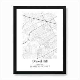 Drexel Hill,United States Minimalist Map Art Print