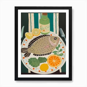 Flounder 2 Italian Still Life Painting Art Print