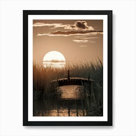 Sunset Over A Bridge Art Print