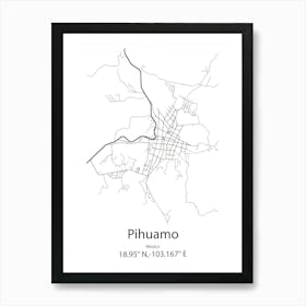 Pihuamo,Mexico Minimalist Map Art Print