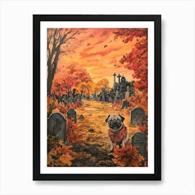 Halloween Pugs Watercolor 3 Art Print