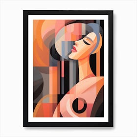 Cubist Abstract Geometric Lady Illustration 9 Art Print