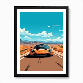 A Mclaren F1 Car In Route 66 Flat Illustration 2 Art Print