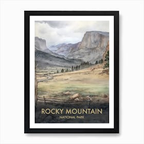 Rocky Mountain National Park Watercolour Vintage Travel Poster 4 Art Print