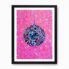 Disco Ball Pink Oil Paint Art Print