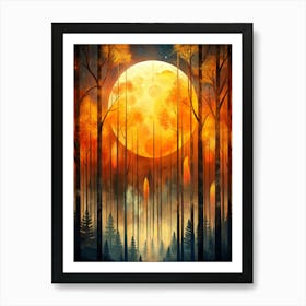 Full Moon In The Forest 4 Art Print