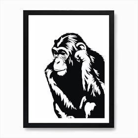 Thinker Monkey Graffiti Drip Illustration 3 Art Print