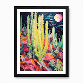 Cactus Painting Moon Cactus 1 Art Print