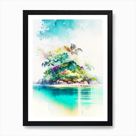 Mamanuca Islands Fiji Watercolour Pastel Tropical Destination Art Print