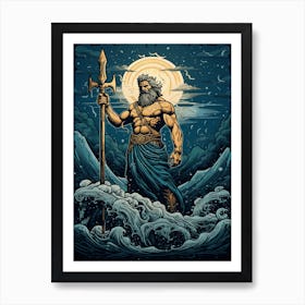  An Illustration Of The Greek God Poseidon 11 Art Print