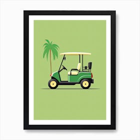 Golf Cart With Palm Tree Art Print