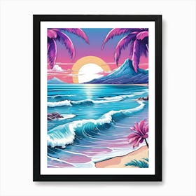 Sunset Beach Painting Affiche