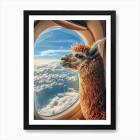 Llama Airplane Window Art Print