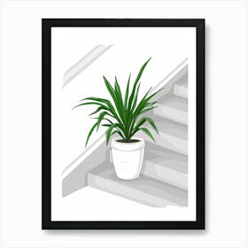Potted Plant On The Stairs Art Print