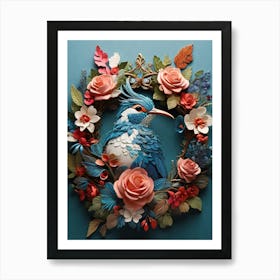 Bird In A Wreath 21 Art Print