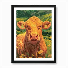 Cow In The Meadow Art Print