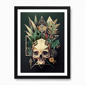 Skull With Geometric 2 Designs Botanical Art Print