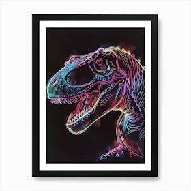 Neon Dinosaur Blue Pink Portrait Art Print