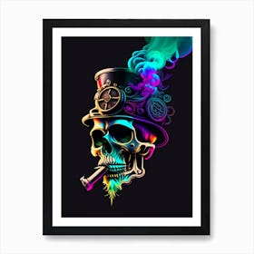 Skull With Vibrant Colors 3 Stream Punk Art Print