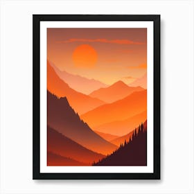 Misty Mountains Vertical Composition In Orange Tone 110 Art Print