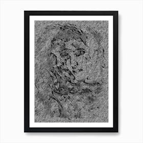 Abstract Silver Woman'S Face Art Print