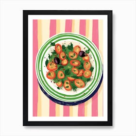 A Plate Of Tomatoes Salad, Top View Food Illustration 4 Art Print