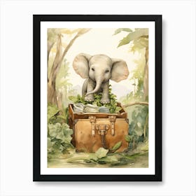 Elephant Painting Traveling Watercolour 4  Art Print