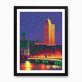 Dayton, City Us  Pointillism Art Print