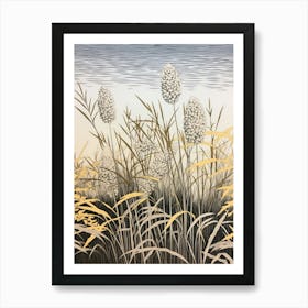 Fujibakama Japanese Silver Grass 4 Vintage Botanical Woodblock Art Print