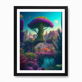 Dreamshaper V7 A Surreal Alienlike Landscape Of Exotic Plants 0 Art Print