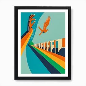 Hand Reaching For A Bird Art Print