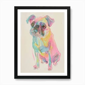 Neon Watercolour Affenpinscher Dog Line Illustration Art Print