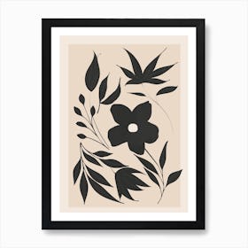 Abstract Flowers With Leaves 3 Art Print