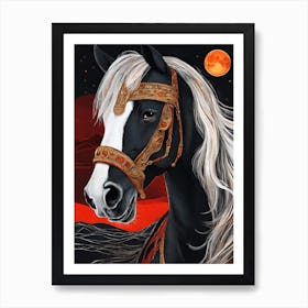 Horse With Moon 2 Art Print