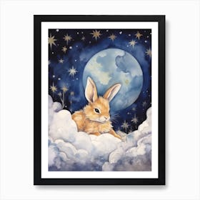 Baby Hare 2 Sleeping In The Clouds Art Print