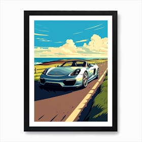 A Porsche Carrera Gt In Causeway Coastal Route Illustration 1 Art Print