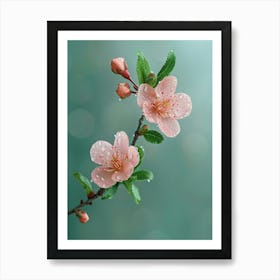 A Slender Peach Blossom Branch Hangs In The Air Poster