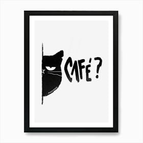 Coffe Black Cat Art Print