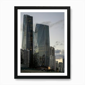 Gold Coast Skyline, Skyscrapers, Tall Buildings Alongside Beach On A Cloudy Day Art Print