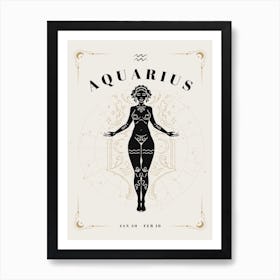 Aquarius Celestial Woman Art Print