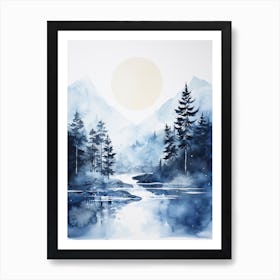 Watercolour Of Jiuzhaigou Valley   China 1 Art Print