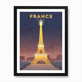 France, Paris — Retro travel minimalist poster Art Print