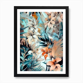 Tropical Floral Pattern flowers nature Art Print