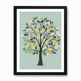 Sycamore Tree Flat Illustration 3 Art Print