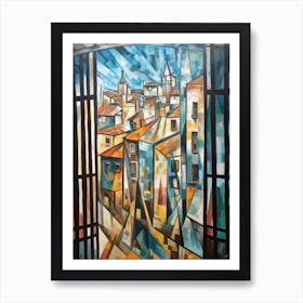 Window View Barcelona Of In The Style Of Cubism 2 Art Print